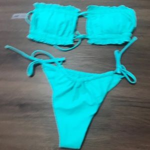 Ruched bikini bottom set